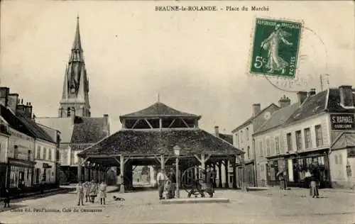 Ak Beaune la Rolande Loiret, Marktplatz