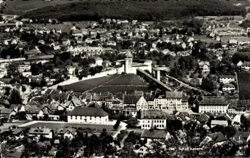 Ak Schaffhausen am Rhein Schweiz, Blick auf  Stadtmauer, Festung Munot, Landschaft
