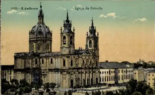 Ak Lisboa Lissabon Portugal, Igreja da Estrella, Stadtansicht,  Architektur, bunte Darstellung