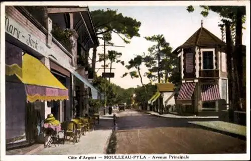 Ak Moulleau Pyla sur Mer Gironde, Hauptstraße, Café