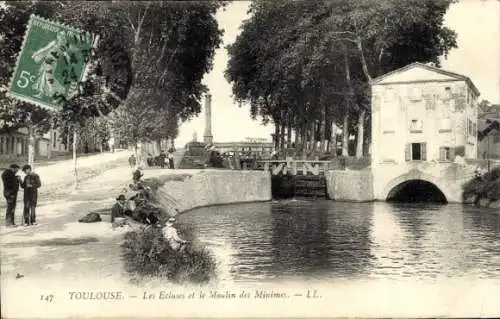 Ak Toulouse Haute Garonne, Les Ecluses et le Moulin des Minimes
