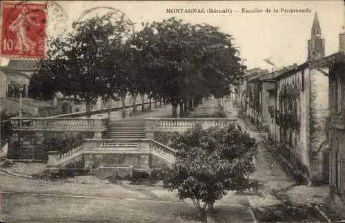 Ak Montagnac Hérault, Escalier de la Promenade