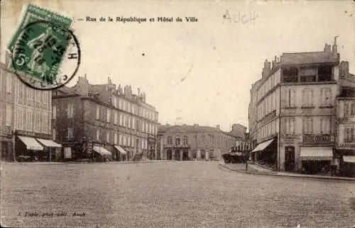 Ak Auch Gers, Rue de la Republique, Rathaus
