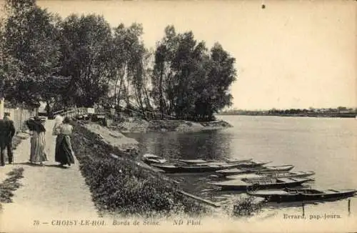 Ak Choisy le Roi Val de Marne, Uferweg, Boote, Ufer der Seine