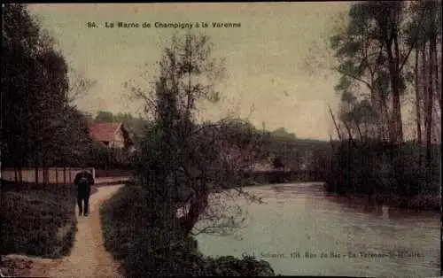 Ak Champigny sur Marne Val de Marne, La Marne de Champigny a la Varenne, Dämmerung