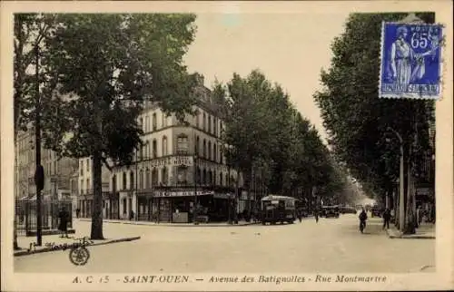 Ak Saint Ouen Seine Saint Denis, Avenue des Batignolles, Rue Montmartre