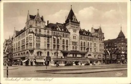 Ak Düsseldorf am Rhein, Bahnhof-Hotel