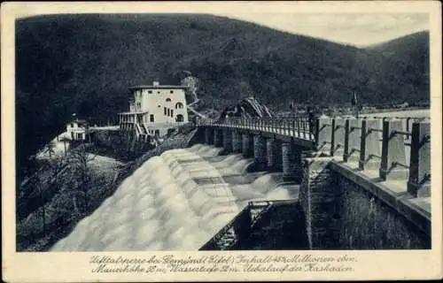 Ak Gemünd an der Urft Schleiden in der Eifel, Urfttalsperre, Überlauf Kaskaden