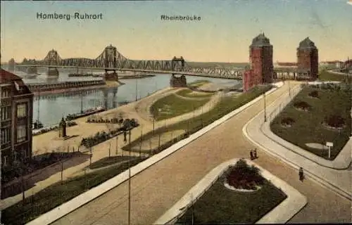 Ak Homberg Ruhrort Duisburg im Ruhrgebiet, Rheinbrücke