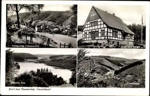 Ak Finnentrop im Sauerland, Teilansicht, Jugendherberge, Ahauser See, Illeschlade
