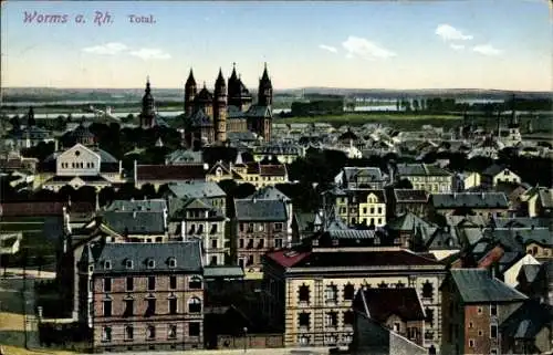 Ak Worms am Rhein, Teilansicht, Dom