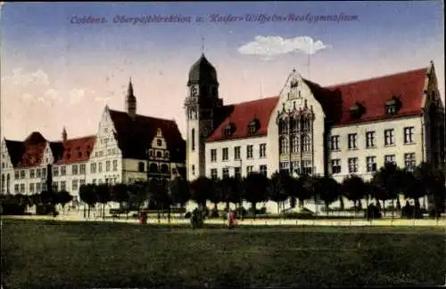 Ak Koblenz am Rhein, Oberpostdirektion, Kaiser Wilhelm Realgymnasium
