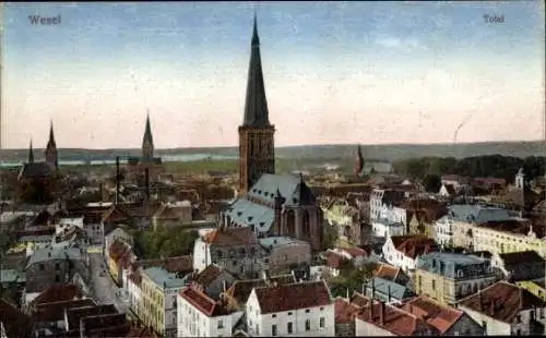 Ak Wesel am Niederrhein, Totalansicht, Blick auf die Kirche