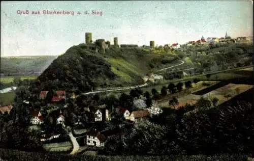 Ak Blankenberg Hennef an der Sieg, Burg Blankenberg, hübsche Landschaft, Häuser, Wald