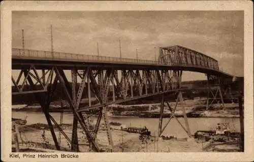 Ak Kiel, Prinz Heinrich Brücke, Hochbrücke, Dampfer