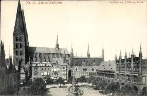 Ak Hansestadt Lübeck, Lübecker Marktplatz, Stadtansicht, r Stil