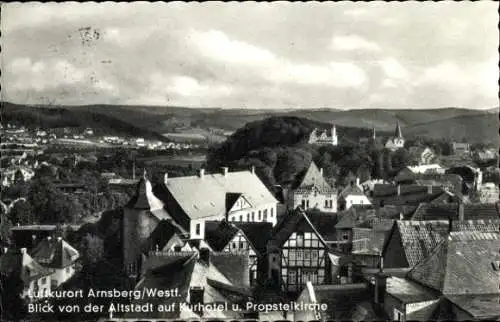 Ak Arnsberg im Sauerland Westfalen, Luftkurort  Blick von der Altstadt, Kurhotel und Propsteikirc