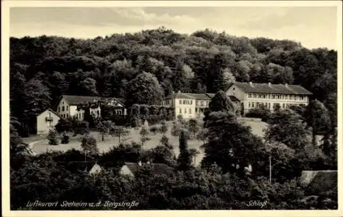 Ak Seeheim Jugenheim an der Bergstraße, Luftkurort Seeheim, Schlossgebäude, Gartenanlage, bewalde