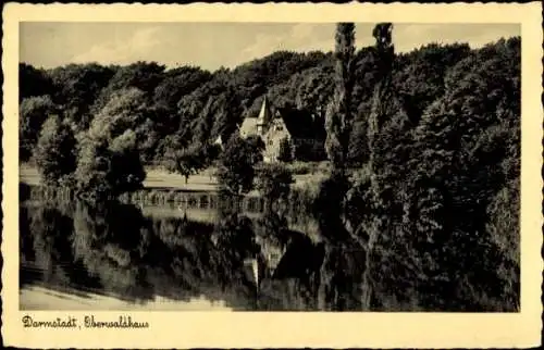 Ak Darmstadt in Hessen, Oberwaldhaus, Landschaft mit Wasser, Bäume, idyllische Szenerie