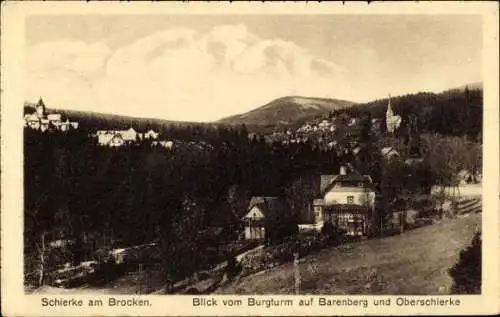Ak Schierke Wernigerode im Harz,  Blick vom Burgturm, Barenberg, Oberschierke