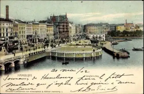 Ak Hamburg Mitte Neustadt, Jungfernstieg, Blick auf die Alster,  Architektur