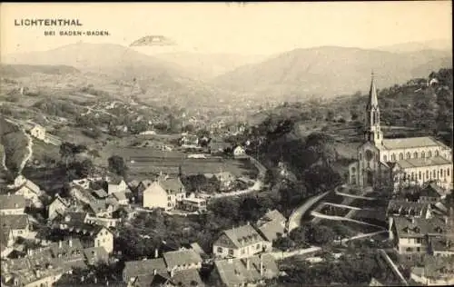 Ak Lichtenthal Baden Baden, Ortsansicht aus der Vogelschau
