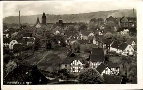 Ak Herdecke an der Ruhr, Stadtansicht, Fachwerkhäuser, Kirche, Landschaft