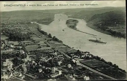 Ak Königswinter am Rhein, Drachenfels, Luftaufnahme des Drachenfels, Blick auf Rhein, Rhöndorf, H