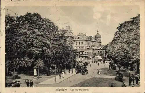 Ak Hansestadt Bremen,   Ansicht, Am Heerdentor, Bäume, Gebäude, Straßenansicht