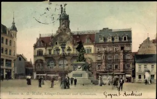 Ak Essen im Ruhrgebiet,  Krieger-Denkmal, Kolosseum,  Architektur