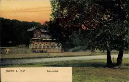 Ak Mülheim an der Ruhr, Haus Kahlenberg, Flusslandschaft, Bäume, Abenddämmerung