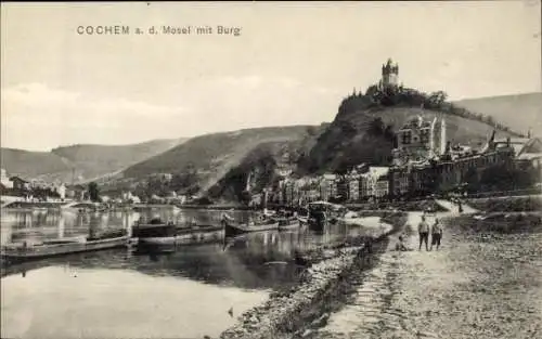 Ak Cochem an der Mosel, Blick auf Cochem an der Mosel, Burg im Hintergrund,  Architektur