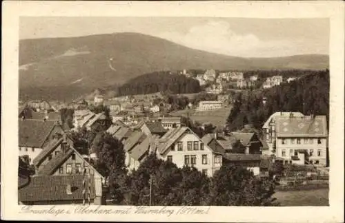Ak Braunlage im Oberharz, Braunlage i Oberhark, Warmberg (971m), Berglandschaft, Häuser