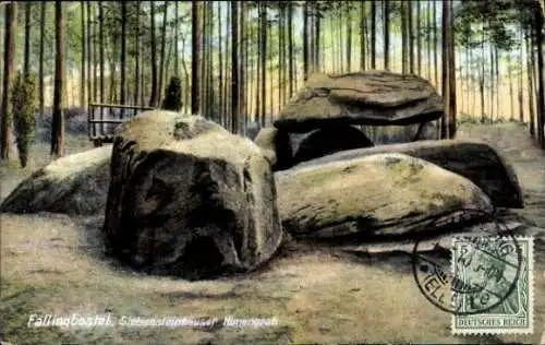 Ak Bad Fallingbostel Lüneburger Heide, Siebensteinhauser Hinengrab, Wälder, Steine, 