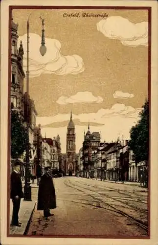 Ak Krefeld am Niederrhein, Rheinstraße