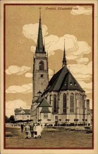 Ak Krefeld am Niederrhein, Blick auf die Elisabethkirche