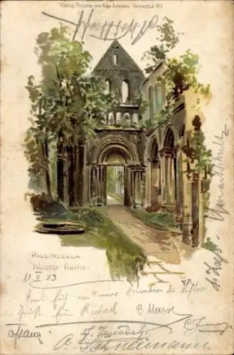 Ak Paulinzella Rottenbach Königsee in Thüringen, Kloster Ruine, Bäume, alte Architektur,  in Farb