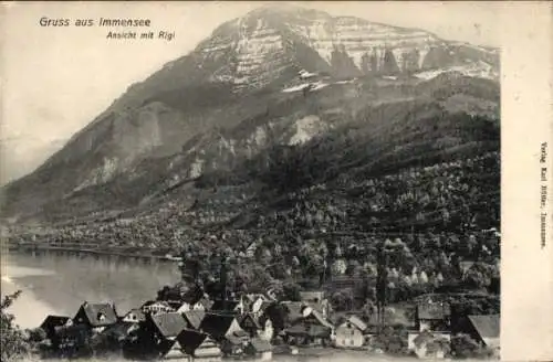 Ak Immensee Küssnacht Kt Schwyz Schweiz, Gruss aus  Ansicht mit Rigi, Verlag Karl Botler, Immense