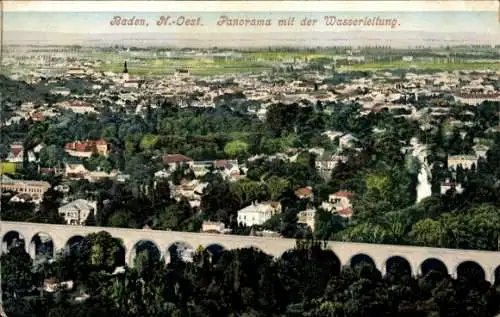 Ak Baden in Niederösterreich, Panorama mit der Wasserleitung
