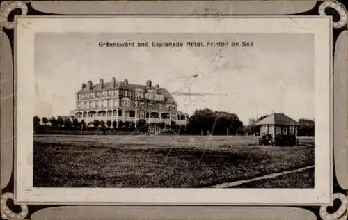 Ak Frinton on Sea Essex England, Greensward and Esplanade Hotel, großes Gebäude, Parkanlage,  Ans