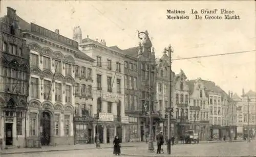 Ak Mechelen Mecheln Malines Flandern Antwerpen, La Grand' Place, De Groote Markt,  Gebäude, Melio