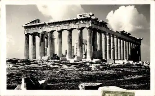 Ak Athen Griechenland, Blick auf die Akropolis, Parthenon, antike Architektur, Wolken