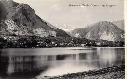 Ak Baveno Lago Maggiore Piemonte Italien, Landschaftsaufnahme, Berge, See, Ortseinfahrt