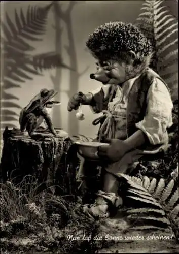 Ak Mecki der Igel und Frosch, Nun lass die Sonne wieder scheinen