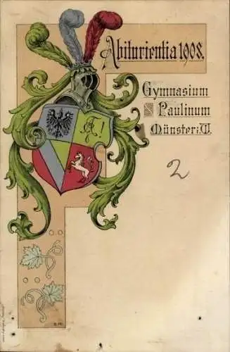 Studentika Ak Münster in Westfalen, Gymnasium Paulinum, Abiturientia 1908