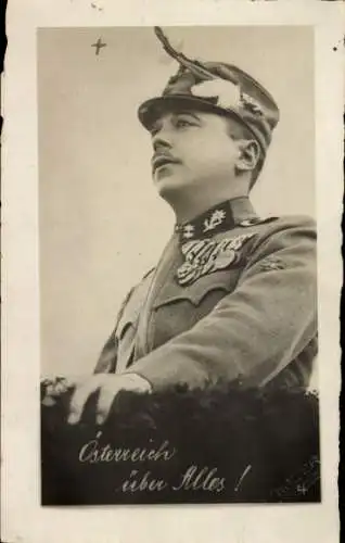 Foto Ak Engelbert Dollfuß, Porträt in Uniform, Österreich über alles