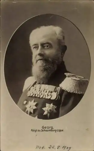 Passepartout Ak Georg, Fürst zu Schaumburg Lippe, Portrait