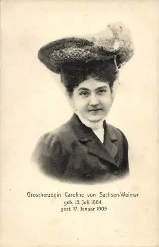 Ak Großherzogin Caroline von Sachsen-Weimar, Porträt