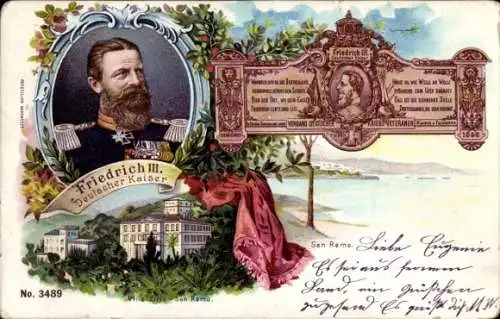 Litho San Remo Ligurien, Villa Zinio, Kaiser Friedrich III.