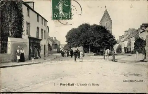 Ak Port Bail Portbail Manche, Eingang zur Burg, Straßenansicht